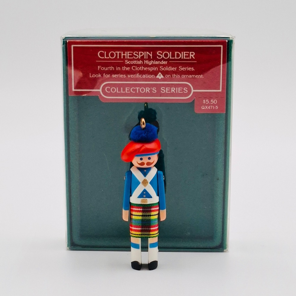 1985 Hallmark Clothespin Soldier Scottish Highlander Keepsake Ornament MIB